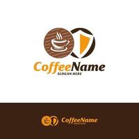 modelo de design de logotipo de escudo de café. vetor de conceito de logotipo de café. símbolo de ícone criativo