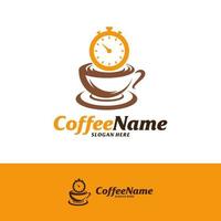 modelo de design de logotipo de hora do café. vetor de conceito de logotipo de café. símbolo de ícone criativo