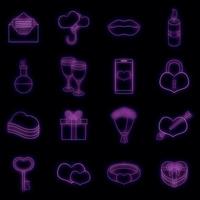 conjunto de ícones de dia dos namorados neon vector