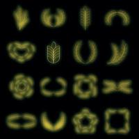 conjunto de ícones de milho de orelha vector neon