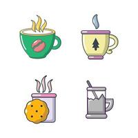 conjunto de ícones de xícaras de chá, estilo cartoon vetor