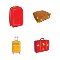 conjunto de ícones de mala de viagem, estilo cartoon vetor
