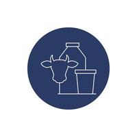 ícone de laticínios de garrafa de leite de vaca vetor