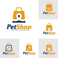 conjunto de modelo de design de logotipo de pet shop. vetor de conceito de logotipo de animal de estimação. emblema, símbolo criativo, ícone