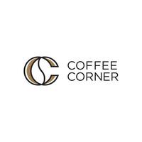 design de logotipo de canto de café com conceito de carta cc. vetor