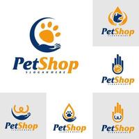 conjunto de modelo de design de logotipo de pet care. vetor de conceito de logotipo de animal de estimação. emblema, símbolo criativo, ícone