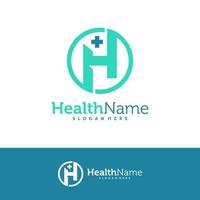 modelo de design de logotipo de saúde letra h. vetor de conceito de logotipo h inicial. símbolo de ícone criativo