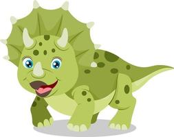 desenho de dinossauro triceratops verde bonito vetor