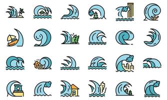 vetor de ícones do tsunami plano