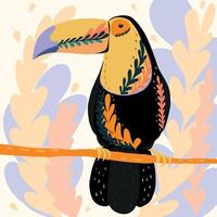 ilustração em vetor de pássaro incomum colorido fantástico em um design vívido. estilo de fauna tropical