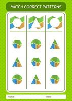 jogo padrão de correspondência com o mapa. planilha para crianças pré-escolares, folha de atividades para crianças vetor