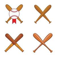 conjunto de ícones de bits de beisebol, estilo cartoon