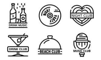 conjunto de logotipo de boate, estilo de estrutura de tópicos vetor