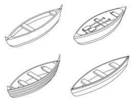 ícones de canoagem definir contorno vetorial vetor