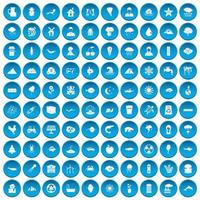 100 ícones de terra definidos em azul vetor