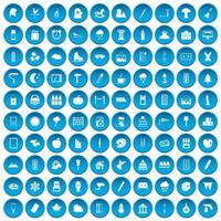 100 ícones de desenho definidos em azul vetor