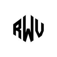 design de logotipo de carta rwv com forma de polígono. rwv polígono e design de logotipo em forma de cubo. modelo de logotipo de vetor hexágono rwv cores brancas e pretas. monograma rwv, logotipo de negócios e imóveis.