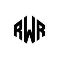 design de logotipo de carta rwr com forma de polígono. rwr polígono e design de logotipo em forma de cubo. modelo de logotipo de vetor hexágono rwr cores brancas e pretas. rwr monograma, logotipo de negócios e imóveis.