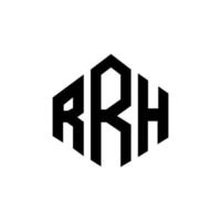 design de logotipo de carta rrh com forma de polígono. rrh polígono e design de logotipo em forma de cubo. modelo de logotipo de vetor hexágono rrh cores brancas e pretas. rrh monograma, logotipo de negócios e imóveis.