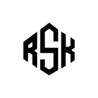 design de logotipo de carta rsk com forma de polígono. rsk polígono e design de logotipo em forma de cubo. rsk hexágono modelo de logotipo de vetor cores brancas e pretas. rsk monograma, logotipo de negócios e imóveis.