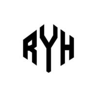 design de logotipo de letra ryh com forma de polígono. ryh polígono e design de logotipo em forma de cubo. ryh hexágono modelo de logotipo de vetor cores brancas e pretas. ryh monograma, logotipo de negócios e imóveis.