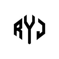 design de logotipo de carta ryj com forma de polígono. ryj polígono e design de logotipo em forma de cubo. modelo de logotipo de vetor hexágono ryj cores brancas e pretas. ryj monograma, logotipo de negócios e imóveis.