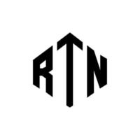 design de logotipo de carta rtn com forma de polígono. rtn polígono e design de logotipo em forma de cubo. modelo de logotipo de vetor hexágono rtn cores brancas e pretas. rtn monograma, logotipo de negócios e imóveis.