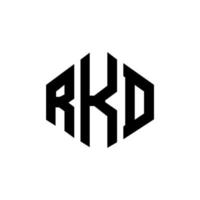 design de logotipo de carta rkd com forma de polígono. rkd polígono e design de logotipo em forma de cubo. modelo de logotipo de vetor hexágono rkd cores brancas e pretas. rkd monograma, logotipo de negócios e imóveis.