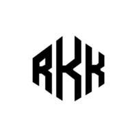 design de logotipo de carta rkk com forma de polígono. rkk polígono e design de logotipo em forma de cubo. rkk modelo de logotipo de vetor hexágono cores brancas e pretas. rkk monograma, logotipo de negócios e imóveis.