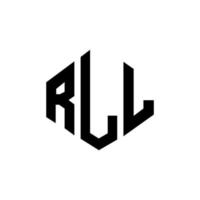 design de logotipo de carta rll com forma de polígono. rll polígono e design de logotipo em forma de cubo. rll modelo de logotipo de vetor hexágono cores brancas e pretas. rll monograma, logotipo de negócios e imóveis.