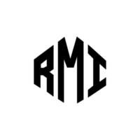 design de logotipo de carta rmi com forma de polígono. rmi polígono e design de logotipo em forma de cubo. modelo de logotipo de vetor hexágono rmi cores brancas e pretas. rmi monograma, logotipo de negócios e imóveis.
