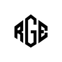 design de logotipo de carta rge com forma de polígono. rge polígono e design de logotipo em forma de cubo. rge hexágono vector logotipo modelo cores brancas e pretas. rge monograma, logotipo de negócios e imóveis.