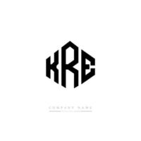 design de logotipo de carta kre com forma de polígono. kre polígono e design de logotipo em forma de cubo. kre hexágono modelo de logotipo de vetor cores brancas e pretas. kre monograma, logotipo de negócios e imóveis.