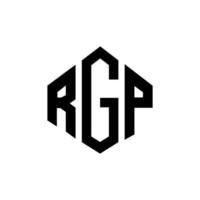 design de logotipo de carta rgp com forma de polígono. rgp polígono e design de logotipo em forma de cubo. rgp hexágono modelo de logotipo de vetor cores brancas e pretas. monograma rgp, logotipo de negócios e imóveis.