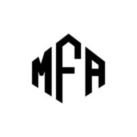 design de logotipo de carta mfa com forma de polígono. mfa polígono e design de logotipo em forma de cubo. modelo de logotipo de vetor mfa hexágono cores brancas e pretas. mfa monograma, logotipo de negócios e imóveis.