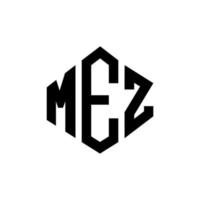 design de logotipo de carta mez com forma de polígono. Mez polígono e design de logotipo em forma de cubo. modelo de logotipo de vetor hexágono mez cores brancas e pretas. mez monograma, logotipo de negócios e imóveis.