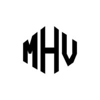 design de logotipo de letra mhv com forma de polígono. polígono mhv e design de logotipo em forma de cubo. modelo de logotipo de vetor hexágono mhv cores brancas e pretas. monograma mhv, logotipo de negócios e imóveis.