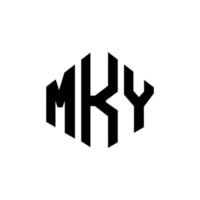 design de logotipo de letra mky com forma de polígono. mky polígono e design de logotipo em forma de cubo. modelo de logotipo de vetor mky hexágono cores brancas e pretas. mky monograma, logotipo de negócios e imóveis.