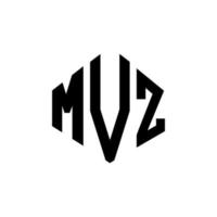 design de logotipo de letra mvz com forma de polígono. mvz polígono e design de logotipo em forma de cubo. mvz hexagon vector logo template cores brancas e pretas. mvz monograma, logotipo de negócios e imóveis.