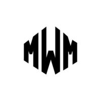 design de logotipo de carta mwm com forma de polígono. mwm polígono e design de logotipo em forma de cubo. modelo de logotipo de vetor hexágono mwm cores brancas e pretas. mwm monograma, logotipo de negócios e imóveis.