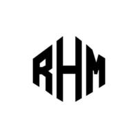 design de logotipo de carta rhm com forma de polígono. rhm polígono e design de logotipo em forma de cubo. modelo de logotipo de vetor hexágono rhm cores brancas e pretas. rhm monograma, logotipo de negócios e imóveis.