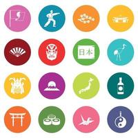 conjunto de muitas cores de ícones do japão