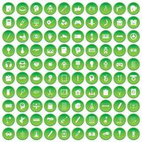 100 ícones de ideias criativas definir círculo verde vetor