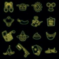 conjunto de ícones do dia da mentira vector neon