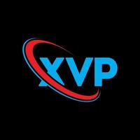 xvp logotipo. carta xvp. design de logotipo de carta xvp. iniciais xvp logotipo ligado com círculo e logotipo monograma em maiúsculas. tipografia xvp para tecnologia, negócios e marca imobiliária. vetor