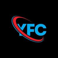 logotipo yf. carta yf. design de logotipo de carta yfc. iniciais yfc logotipo ligado com círculo e logotipo monograma maiúsculo. tipografia yfc para marca de tecnologia, negócios e imóveis. vetor