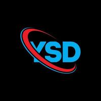 logotipo ysd. carta sd. design de logotipo de letra ysd. iniciais ysd logotipo ligado com círculo e logotipo monograma maiúsculo. ysd tipografia para tecnologia, negócios e marca imobiliária. vetor