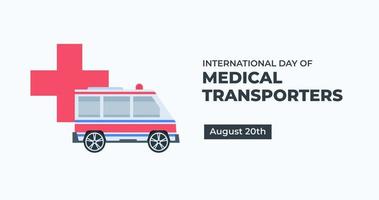 cartaz do dia internacional dos transportadores médicos vector fundo de ilustração de evento plano para homenagear motoristas de ambulância