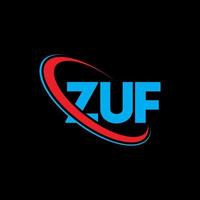 logotipo zuf. carta zuf. design de logotipo de letra zuf. iniciais zuf logotipo ligado com círculo e logotipo monograma maiúsculo. tipografia zuf para marca de tecnologia, negócios e imóveis. vetor