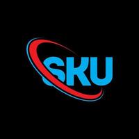 logotipo sku. carta sku. design de logotipo de carta sku. iniciais sku logotipo ligado com círculo e logotipo monograma maiúsculo. sku tipografia para tecnologia, negócios e marca imobiliária. vetor